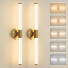 Gold Vanity Light Fixtures Set of 2, Dimmable LED Bathroom Wall Sconces Over Mirror, 5CCT 23'