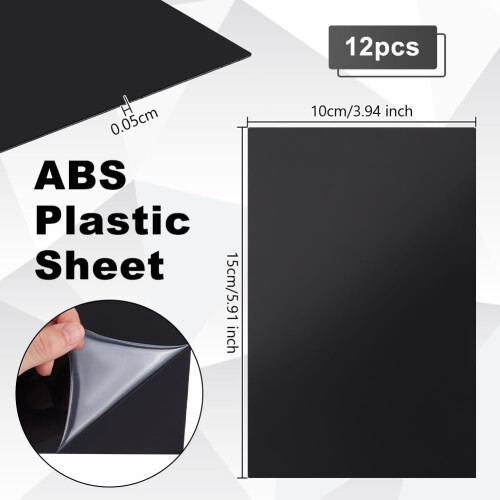 OLYCRAFT 12 Sheets Black ABS Plastic Sheet 15x10cm ABS Plastic Panel 0.5mm Thick Hard Plastic Sheet Polystyrene Flexible Plastic Board Sheet for Buil 1