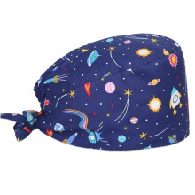 DreamAug Scrub Cap Scrub Hats Surgical Women Cartoon Print Chemo Working Cap Adjustable Tie Blue