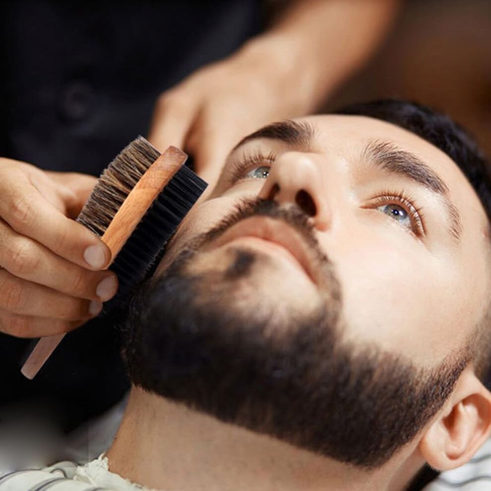 Unisex Beard Brush With Natural Boar Bristles, Doublesided Grooming, Ergonomic Wooden Handle For Men