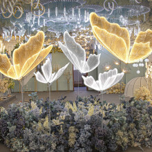 2Pcs Wedding Butterfly LED Floor Lamp with Adjustable Stand, Gold Gauze Romantic Decoration Lights