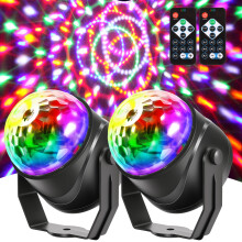 Disco Party Lights LED DJ Strobe Light with Sound Activated 7 Colors 360 Rotation Remote (2)