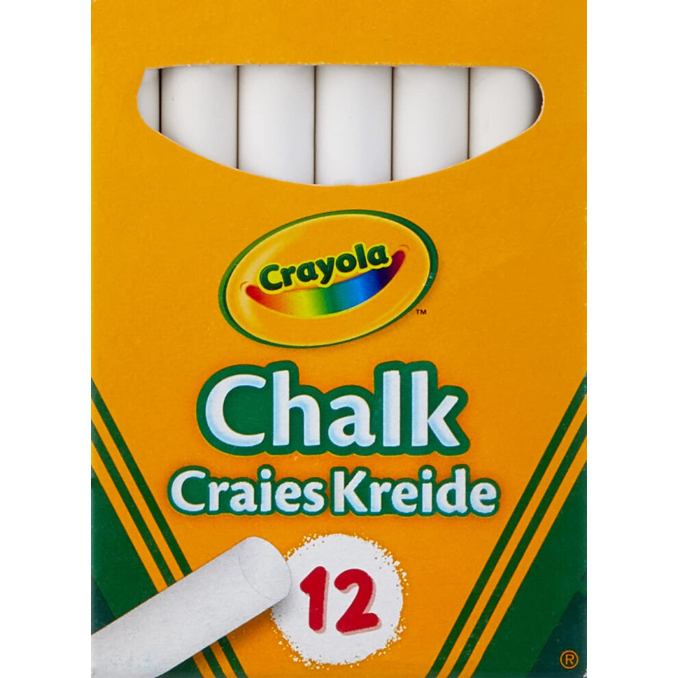 Crayola Chalk 12Ct, Anti-Dust Chalkboard Chalk Sticks, Back To School Classroom Supplies White