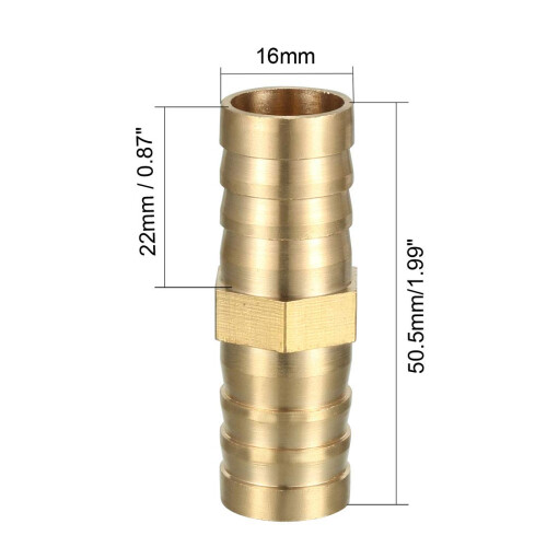 sourcing map 16mm Brass Barb Hose Fitting Straight Connector Coupler 1