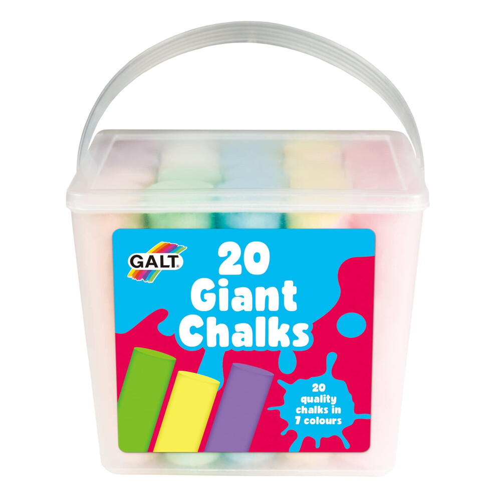 Galt 20 Giant Chalks - Extra Large Childrens Chunky Pavement Chalks - Bright Vibrant Colours - Washable, Easy Clean Outdoor Kids Garden Toys - Portab