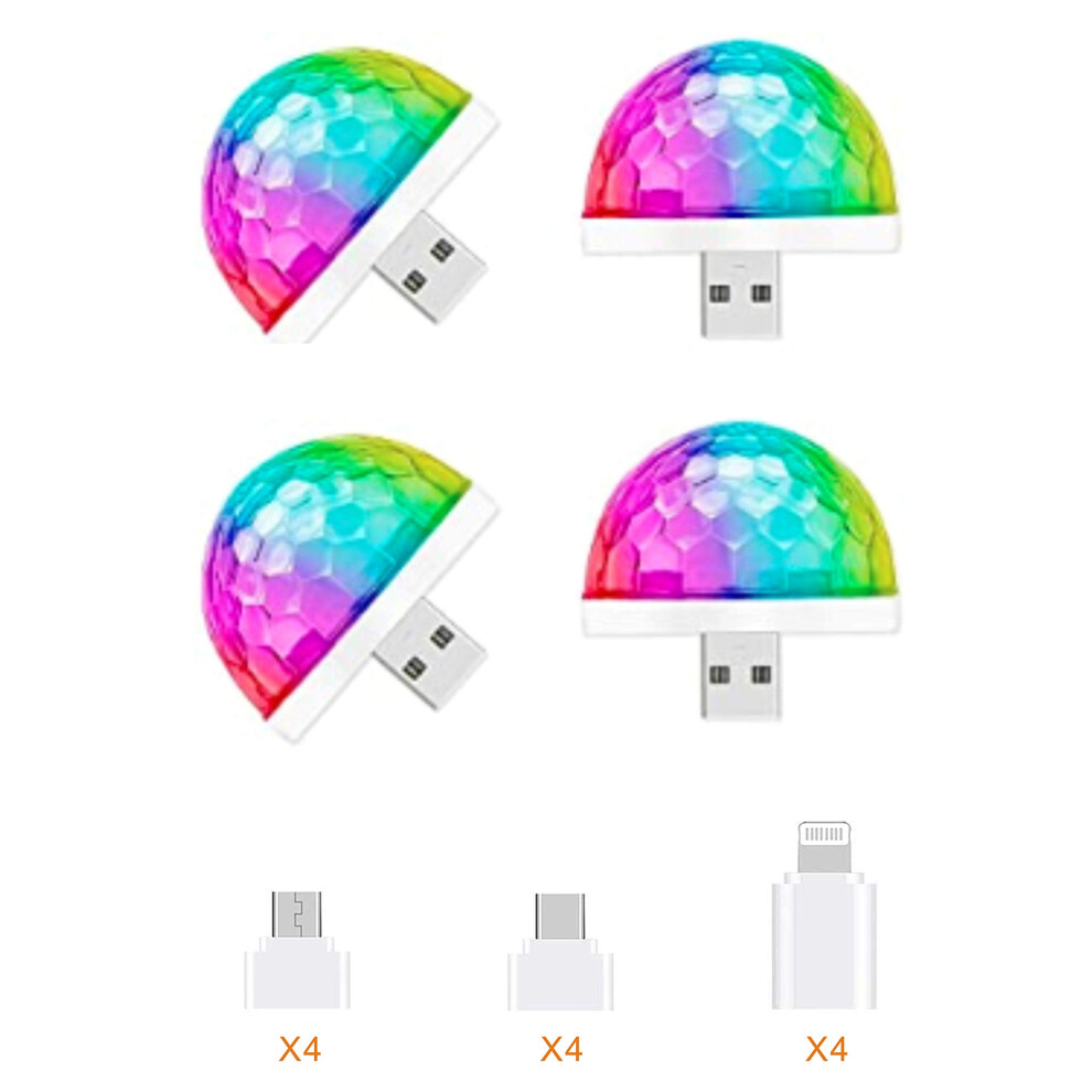 Wdta Usb Mini Disco Light,Multi Colors Led Car Atmosphere Light,Sound Activ