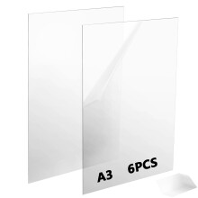 LEXININ 6PCS A3 Clear Acrylic Sheets, 297 x 420 x 2mm Transparent Acrylic Panel, Clear Plastic Board for DIY, Craft