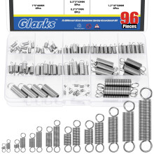 Glarks 96pcs Stainless Steel Extension Springs with Double Hook Sets 15 Sizes Small Spring Tension Spring Wire Assortment for Machinery Construction