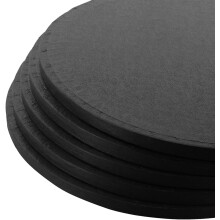 LARRYROO Pack of 5 Round Cake Drums 13mm Thick Boards Colourful Foil Covered (Black, 10 Inches)