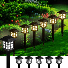 Solar Garden Lights 6 Pack Waterproof Warm White Outdoor Pathway Lighting with Dusk to Dawn Sensor