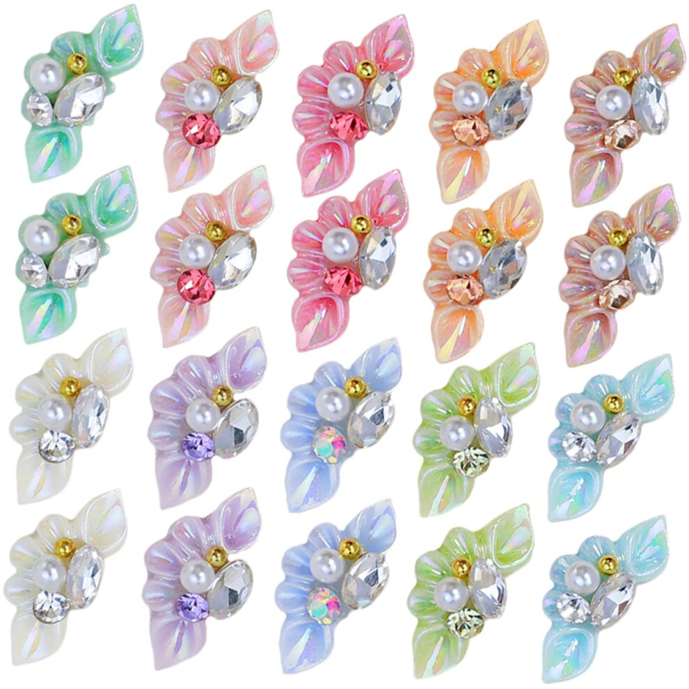 27pcs Pearl and Flower Nail Charms for Acrylic Nails Manicure Decorations Lightweight 3D Accessories