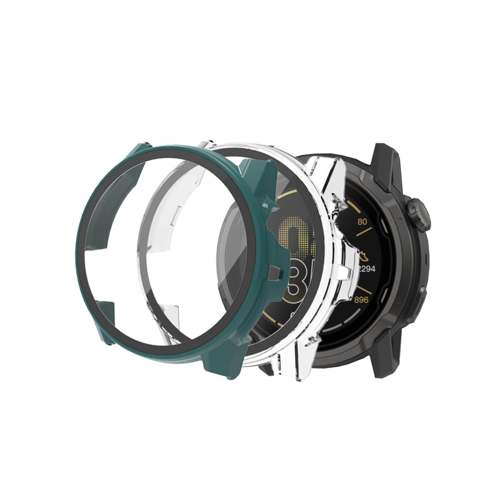 Watch Case For Coros Apex 2 42Mm With 9H Tempered Glass Screen Protector, Shockproof Bumper, 2 Pack Transparent And Green 9455672921220