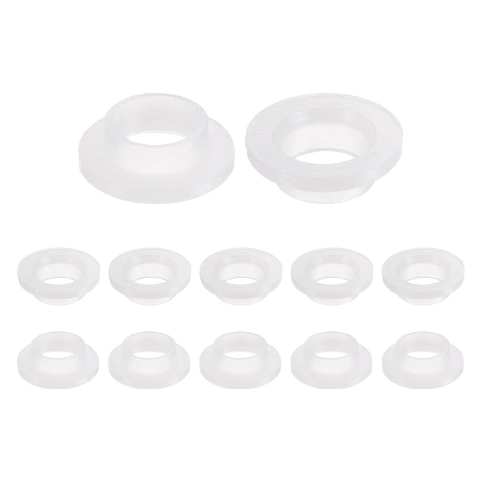Sourcing Map 12Pcs Flanged Sleeve Bearings Plastic Bushings Id 10Mm X Od 12Mm X Length 5.7Mm Nylon Bushings, White 80971658