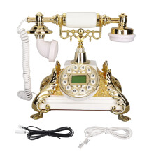 Electromagnetic Sensing Telephone Antique Desk Phone Vintage Design Retro Style LCD Display Decorative Item Ceramic Material Durable Drift Free