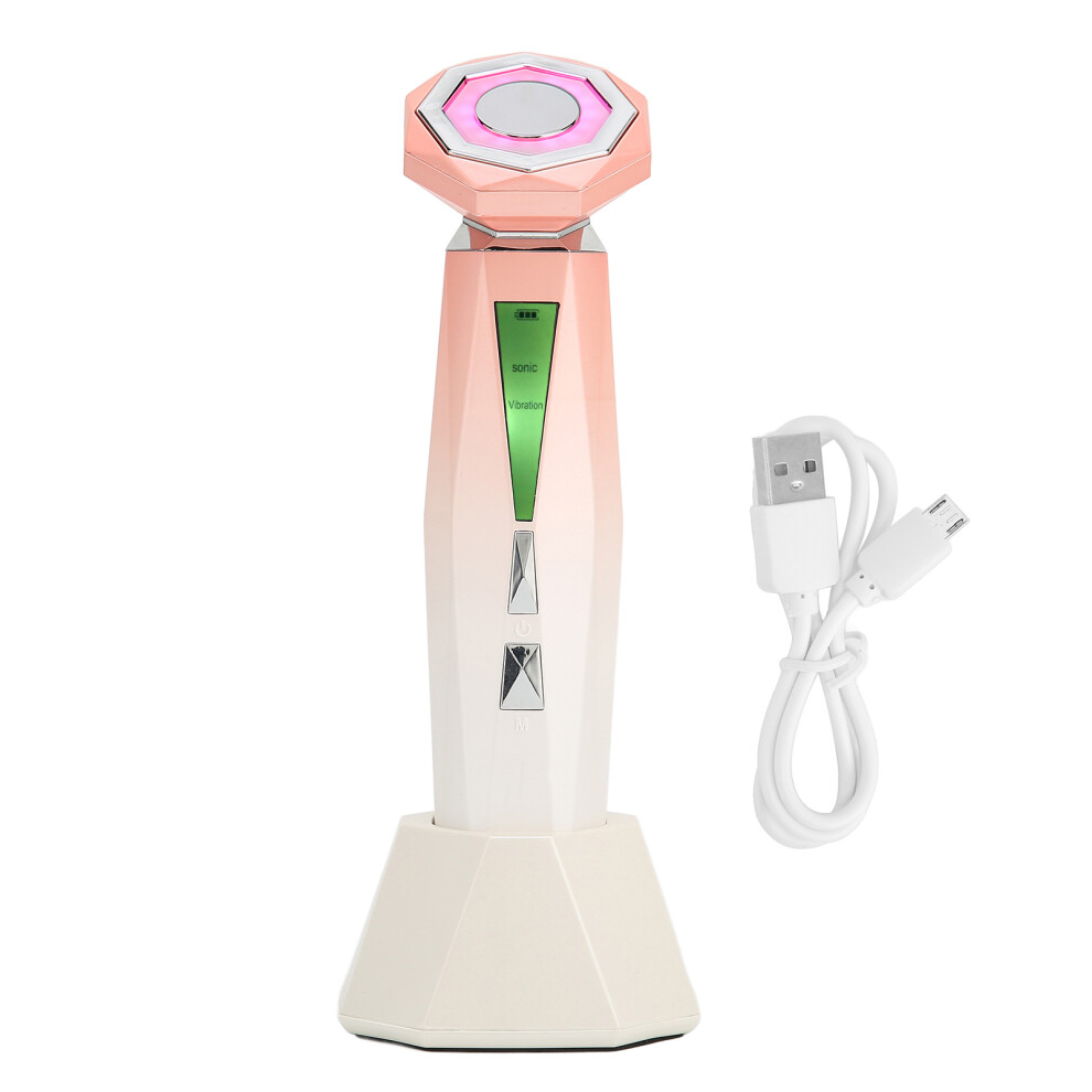 Intelligent Induction Technology Facial Beauty Device with One Touch Smart Operation Vibrating Massager and Dual Wavelength Light Therapy for Skin