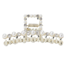Regalo perfetto: fermaglio per capelli riutilizzabile, design cavo, strass, perle finte, accessori per capelli alla moda, ferro resistente, design