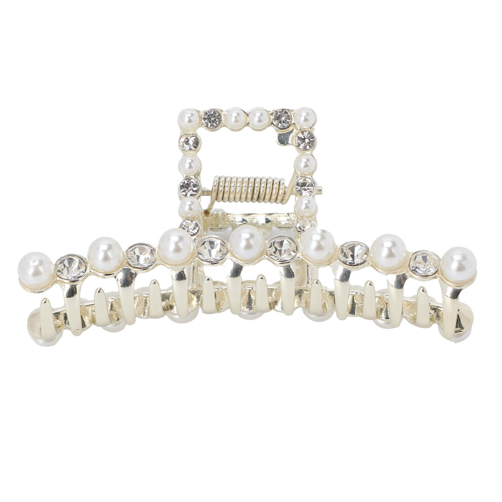 Stylish Design Hair Claw Clip Fashion Hair Accessories Hollow Design Rhinestones Faux Pearls Durable Iron Reusable Design Strong Material Perfect Gift