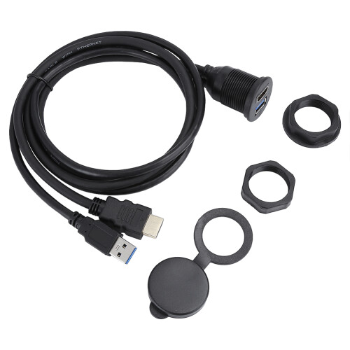 HDMI Port 4K Resolution Converter With USB Type C Dash Panel Mount, Waterproof Dustproof Adapter For Fast Data Transfer In Vehicles