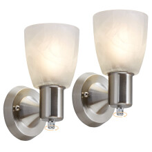 Wall Sconces Set of 2 Brushed Nickel Vanity Light Fixtures with Frosted Glass Shades for Bathroom