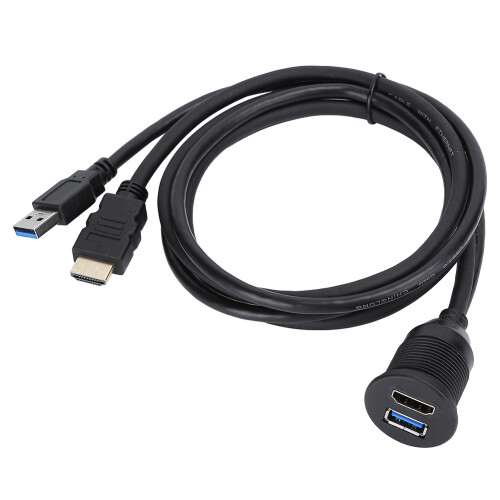 HDMI Port 4K Resolution Converter With USB Type C Dash Panel Mount, Waterproof Dustproof Adapter For Fast Data Transfer In Vehicles 1