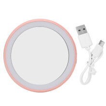 Kompakt LED-belyst speil med berøringsdimming, oppladbart 1x3x forstørrelsesglass reisesminkespeil, USB-drevet lommespeil for