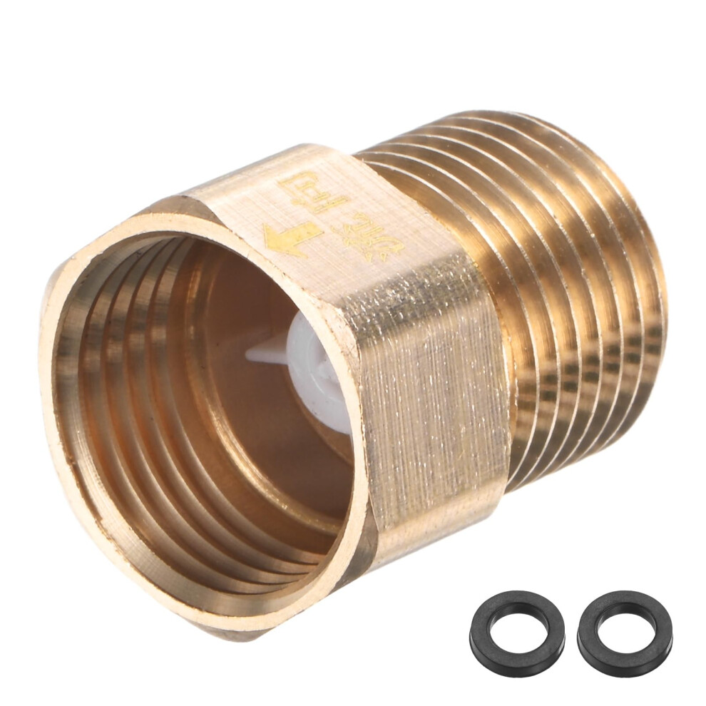 M Meterxity 1-Pack Brass Check Valve, 1/2" Male To 1/2" Female Thread One Way Non-Return Backflow Preventer Valve For Water Tower/Water Heater/Oil/Fu 39598103