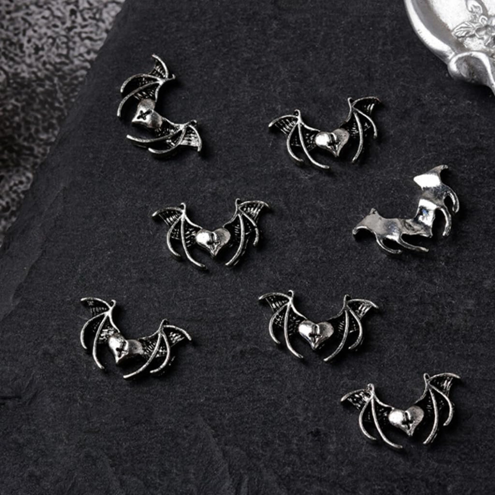 10pcs Gothic Skull Heart Metal Nail Charms Vintage Alloy Decorations for Halloween Manicure