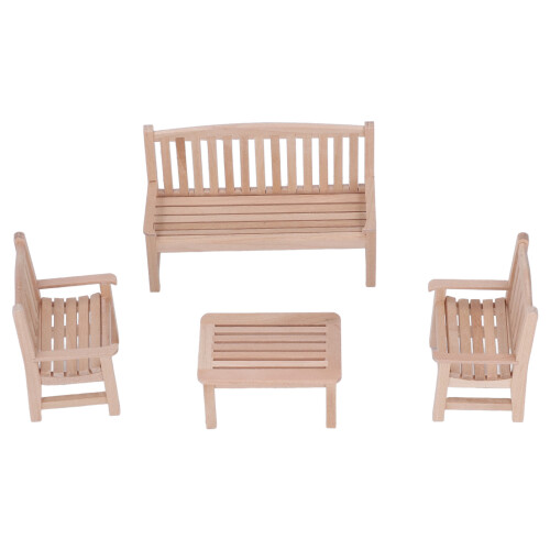 Μινιατούρα Ξύλινο Πάγκο για Κουκλόσπιτο, Συλλεκτικό Σετ Επίπλων Κήπου σε 2