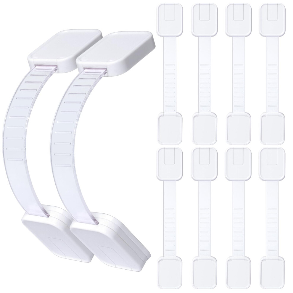 10Pack Child Safety Locks, Baby Proof Adjustable Strap for Cabinets, Drawers, Appliances, NoDrill