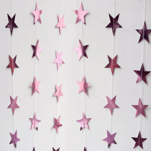 26 Feet Reflective Star Paper Garland - Sparkling Star Bunting Banner Hanging Decoration,Sparkling Bunting Banner - for Birthday Holiday Wedding Anni
