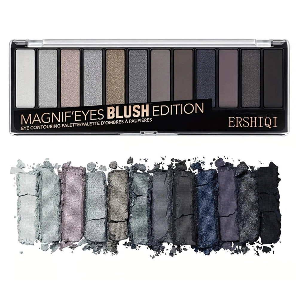 Pink,Purple 12 Color Purple Pink Eyeshadow Palette With Pigment Shimmer Shades, Waterproof Longlasting