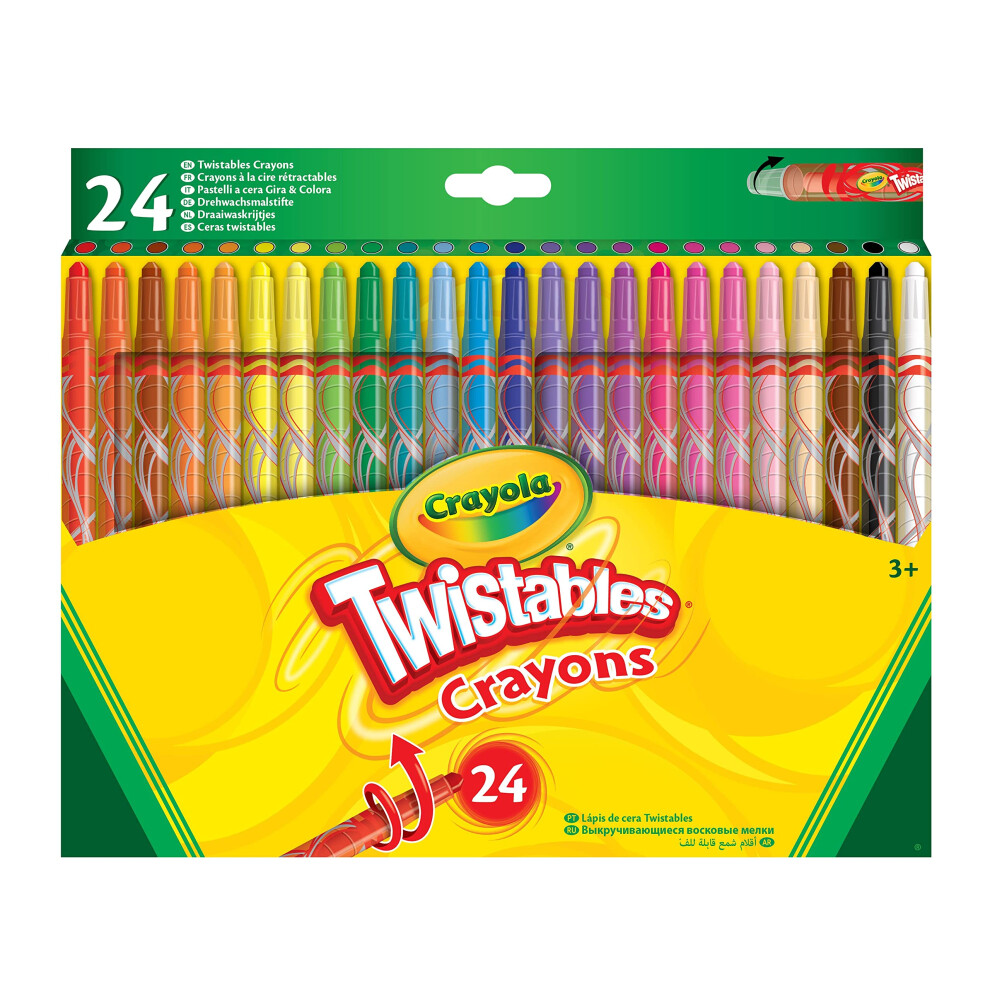Crayola Twistables Colouring Crayons - Assorted Colours (Pack Of 24), Simply Twist For More Colouring Fun - No Need To Sharpen! Ideal For Kids Aged 3