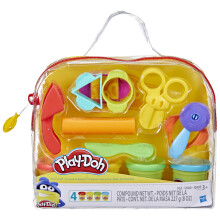 Play-Doh Starter Set, 9 Accessories, 4 Cans with Blue, Green, Red, and Yellow Modeling Compound & Travel Bag, Preschool Toys for Boys and Girls 3+ Ye