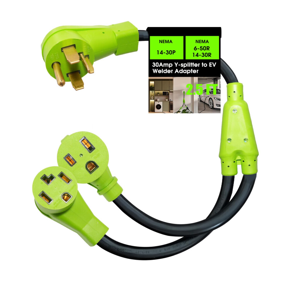 Dryer Y Splitter Adapter Nema 1430 To 650 Extension Cord 30A 240V Ev Charger And Welder 9455672922111