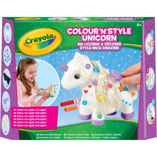 CRAYOLA Colour 'n' Style Unicorn | Colour Your Own Unicorn Again and Again | Includes Washable Marker Pens, Beads & Hairbrush | Ideal for Kids Aged 4