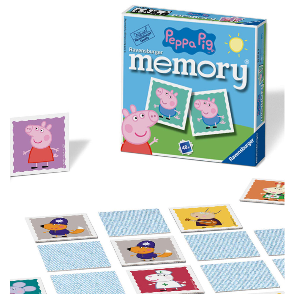 Ravensburger Peppa Pig Mini Memory Game - Matching Picture Snap Pairs Game For Kids Age 3 Years And Up