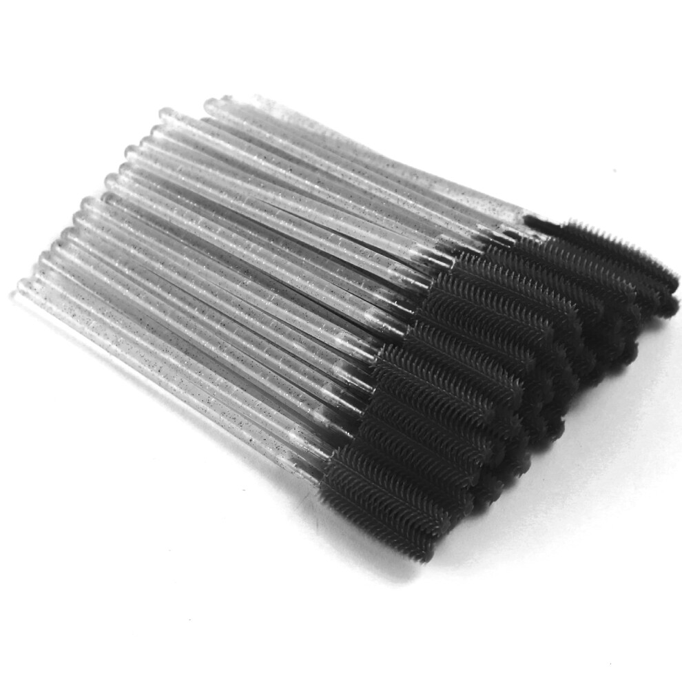 50pcs Silicone Disposable Mascara Wands with Soft Brush Head for Eyelash Extensions and Eyebrows