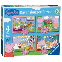 Ravensburger Peppa Pig 4 in a Box Kids Jigsaw Puzzles Age 3+ – 12, 16, 20 & 24 Piece Puzzle Pack, Educational Preschool Activity, Family Fun, Birthd