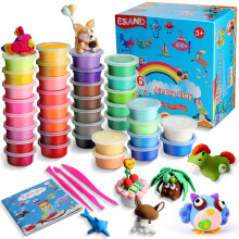 iFergoo ESAND Air Dry Clay - 36 Colors Modeling Clay Best Gift for Kids, Ultra Light Magic Modeling Clay with Modeling Tools and Project, No-Sticky a