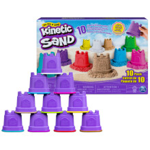 Kinetic Sand, Castle Containers 10-Colour Pack Non-Toxic Educational and Creative Sensory Play Sand Toys for Boys and Girls Aged 3+