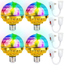 4 Pack E27 LED Rotating Disco Ball Bulb RGB Crystal Stage Party Light DJ Strobe for Home and Bar