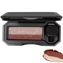 Eyeshadow Palette 2 Colors Waterproof Long Lasting Pigmented Glitter with Sponge Brush Brown