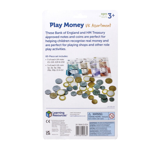Learning Resources Learning Resources UK Play Money Assortment, Ages 3+, UK Notes & Coins 1