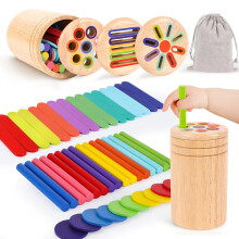 Montessori Toys for 1 Year Old Boys Girls, 3 in 1 Wooden Toddler Toys 1 Year Old Color Sorting Toys for Toddlers Kids Travel Toys for 1 Year Olds Bab