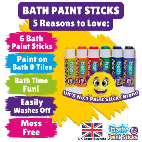 Little Brian Bath Paint Sticks, Assorted, 6 x 10g, LBPS10BA6 2