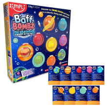 ZIMPLI - 9 x Solar System Baff Bombz, 9 x Planetary Fact Cards, Educational Planet Bath Bombs for Kids, Learning Science Kit, Xmas Gift for Boys & Gi