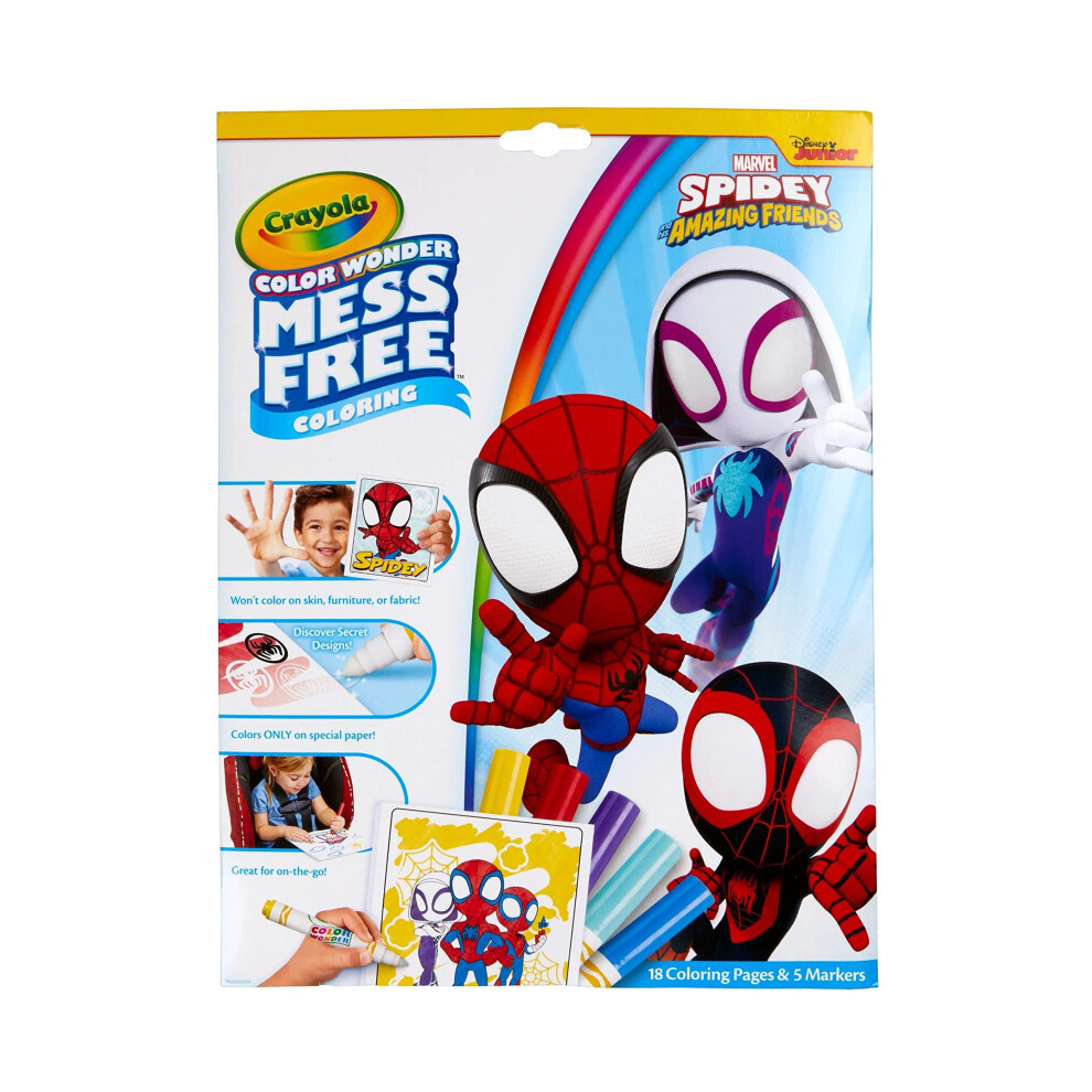 Crayola Color Wonder - Marvel Spidey And His Amazing Friends Mess-Free Colouring Book (Includes 18 Spider Man Colouring Pages & 5 Magic Color Wonder