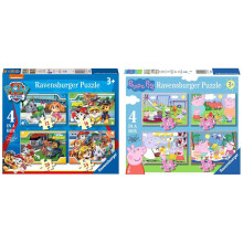 Ravensburger Paw Patrol 4 in Box (12, 16, 20, 24 Pieces) Jigsaw Puzzles for Kids Age 3 Years Up & Peppa Pig 4 in Box (12, 16, 20, 24 Pieces) Jigsaw P