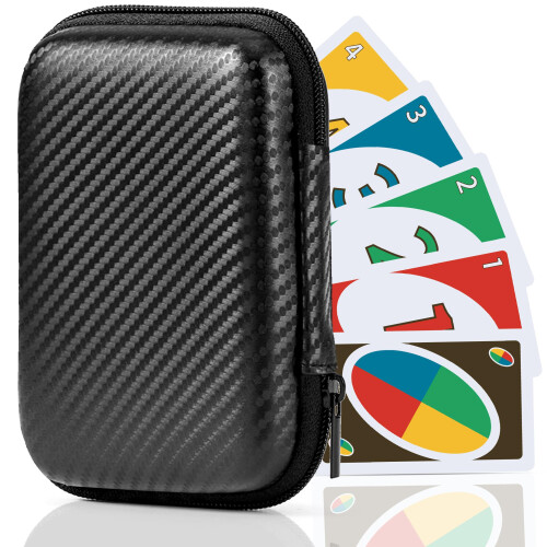 mwellewm Playing Cards Case, Practical Playing UNO Card Game Case, Game Box Holder (Black)