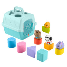 Fisher-Price Baby Shape Sorting Toy FP Pets Sorting and Animal Transport Box with Fine Motor Activities for Babies from 6 Months HTW93, Pastel Colour